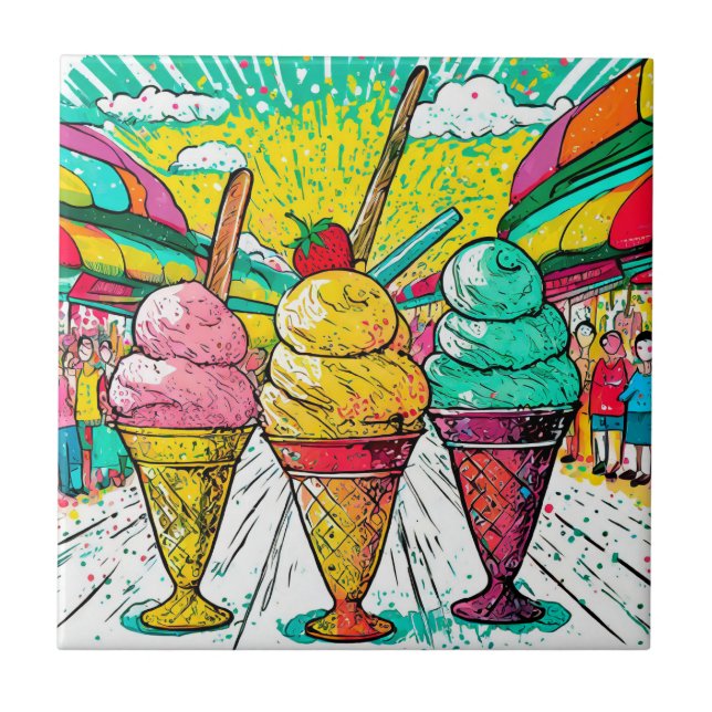 Carreau Carrelage céramique Crème de glace Acrylique Carre (Devant)