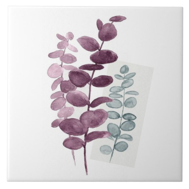 Carreau Carrelage céramique Eucalyptus Aquarelles Indigo/V (Devant)
