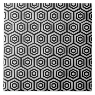 Carreau Carrelage Céramique Noir Blanc Motif Géométrique H