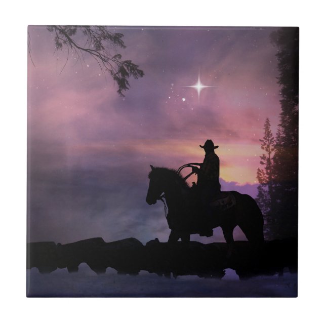 Carreau Carrelage d'art "Cowboy Church" (Devant)