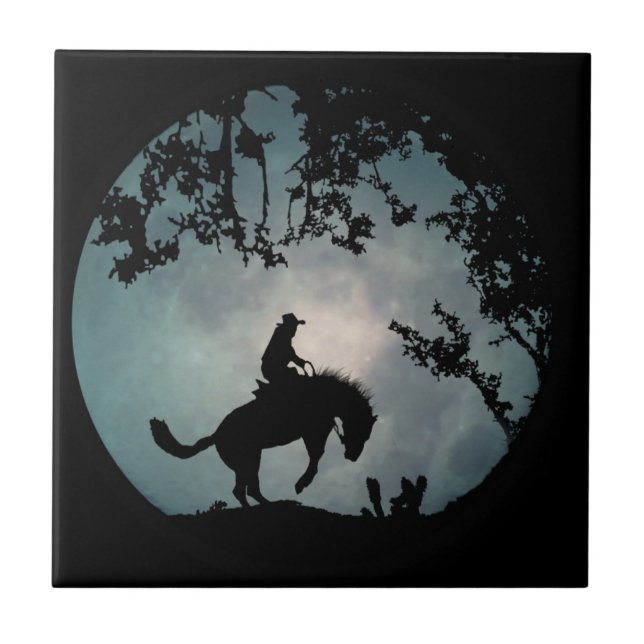 Carreau Carrelage d'art Cowboy et Moon (Devant)