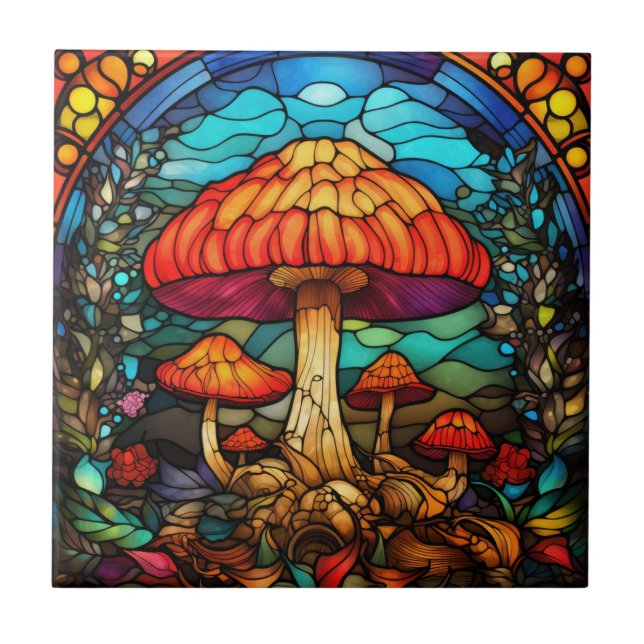 Carreau Carrelage d'art des champignons (Devant)