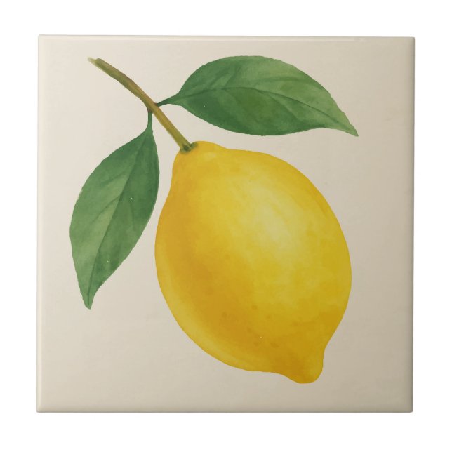 Carreau Carrelage de citron à feuilles droites - Aquarelle (Devant)