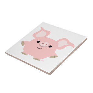 Carreau Carrelage de cochon en caricature court mignon