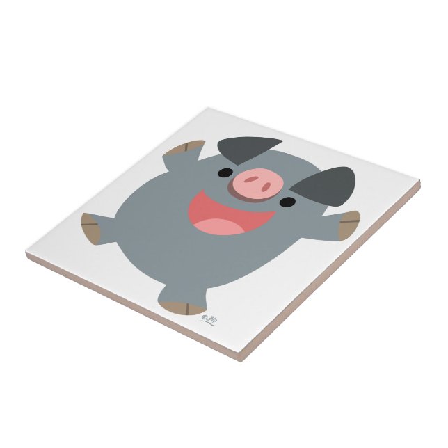 Carreau Carrelage de cochon gonflable en caricature (Côté)