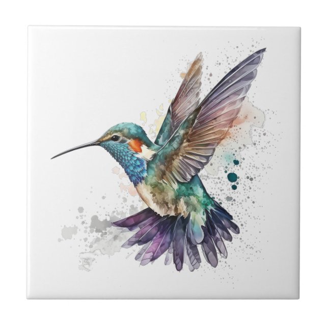 Carreau Carrelage de colibri aquarelle (Devant)
