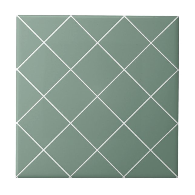 Carreau Carrelage de grille mince en diamant vert Sage (Devant)