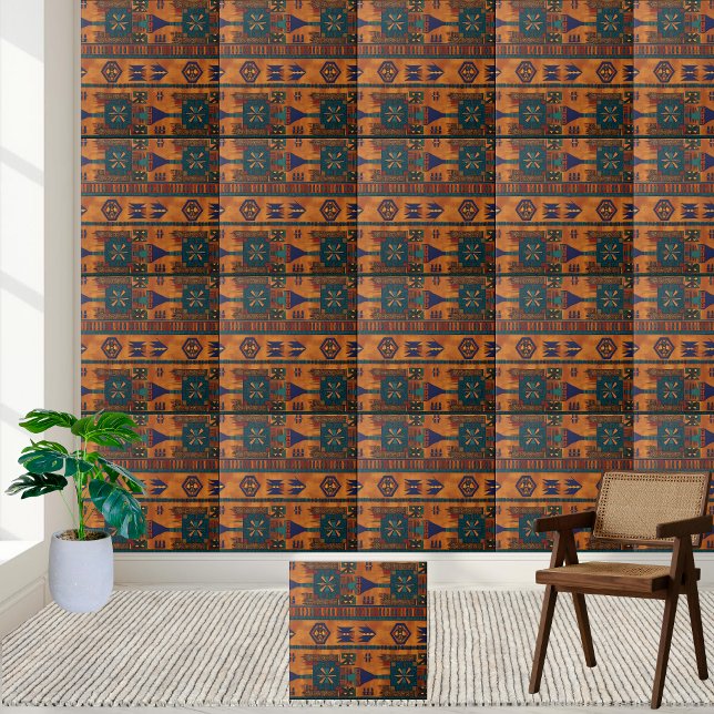 Carreau Carrelage de Motif géométrique africain Global Tra (Global Traveler African Geometric Pattern Tile)