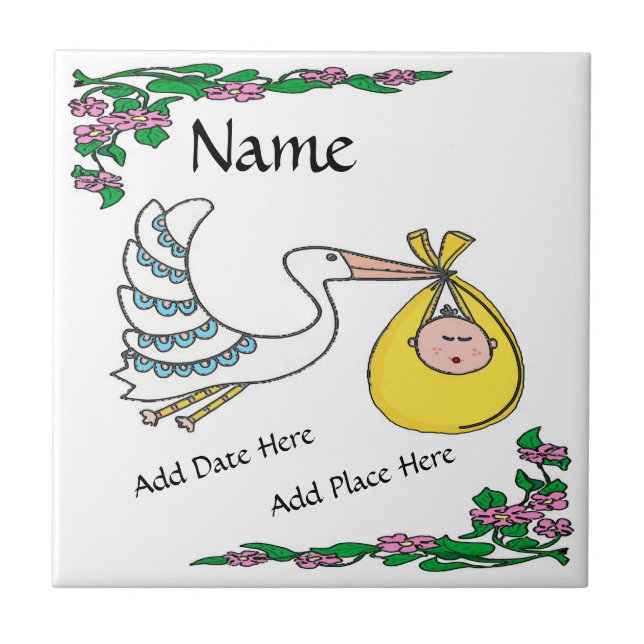 Carreau Carrelage de naissance, Néerlandais, Personnaliser (Devant)