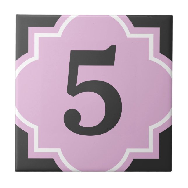 Carreau Carrelage de numéro de maison rose Quatrefoil (Devant)