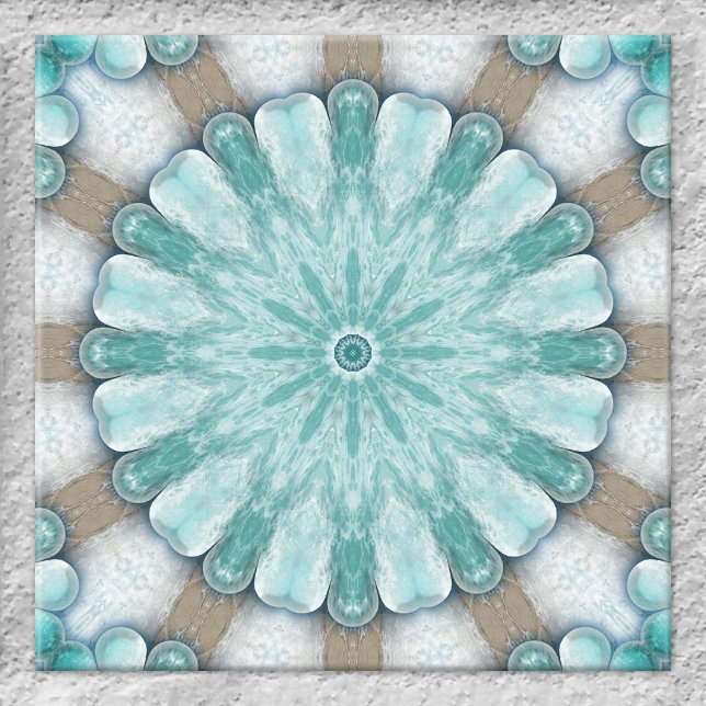 Carreau Carrelage de salle de bain design géométrique de l (Ceramic tile showing an original geometric floral star design based on images of the beach and ocean)