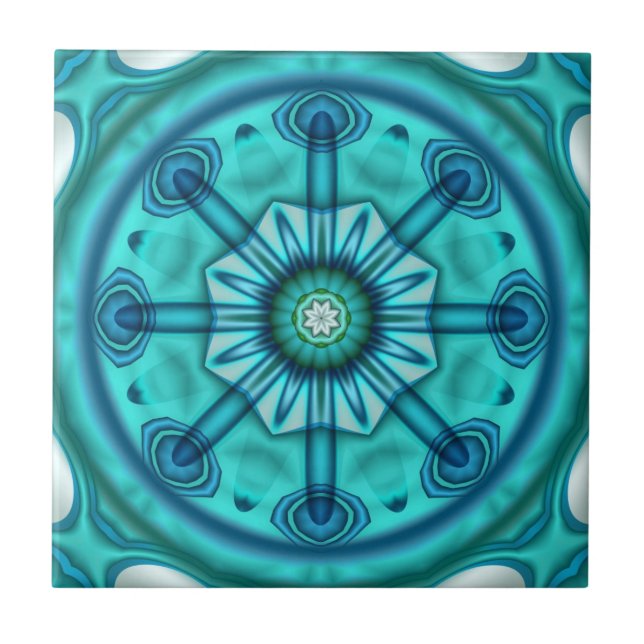Carreau Carrelage de salle de bain Turquoise bleu vert géo (Devant)