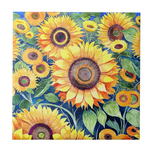 Carreau Carrelage de tournesols funky (Devant)