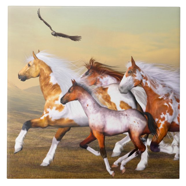 Carreau Carrelage de troupeau de Cheval sauvage (Devant)