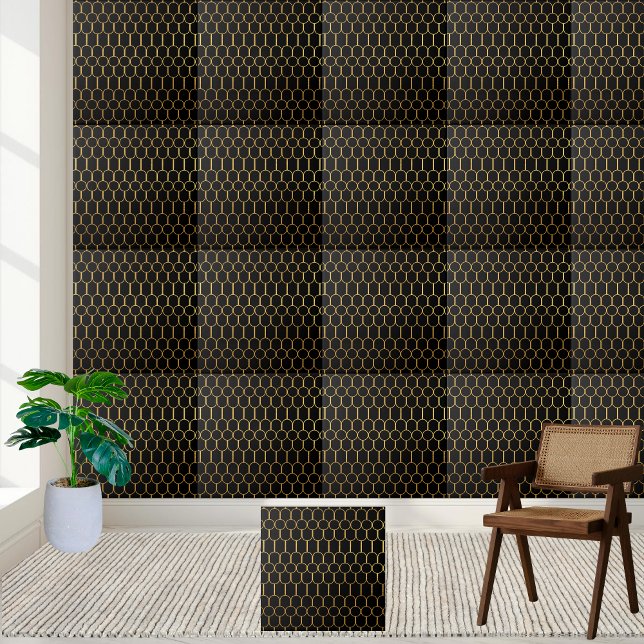 Carreau Carrelage décoratif moderne noir et or (Modern Black and Gold Decorative Tile)