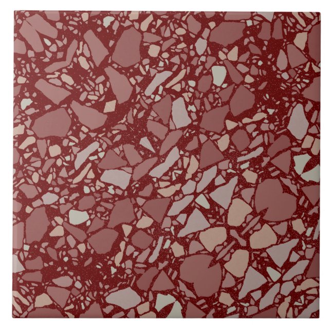 Carreau Carrelage d'effet Terrazzo Burgundy moderne (Devant)