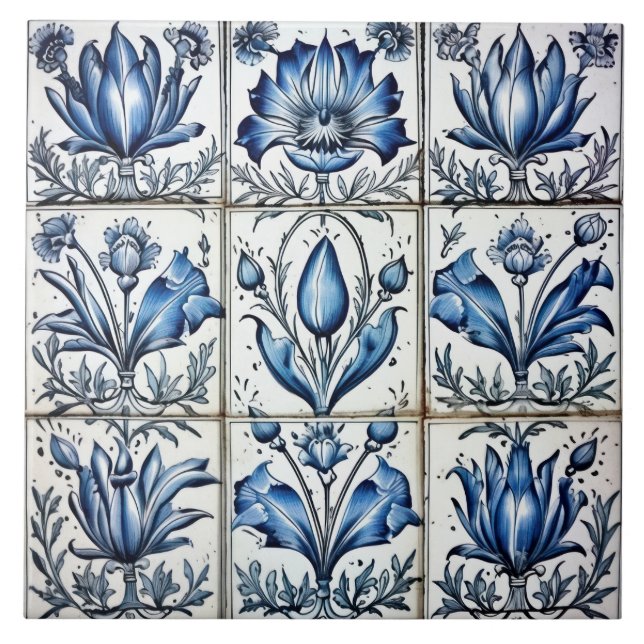 Carreau Carrelage Delft Bleu Et Carrelage Blanc (Devant)
