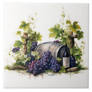 Carreau Carrelage d'impression de vignes aquarelles