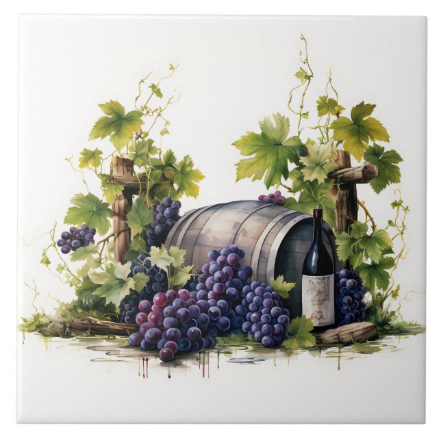 Carreau Carrelage d'impression de vignes aquarelles (Devant)