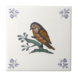 Carreau Carrelage d'oiseaux Multicolor Delft Repro 18e si