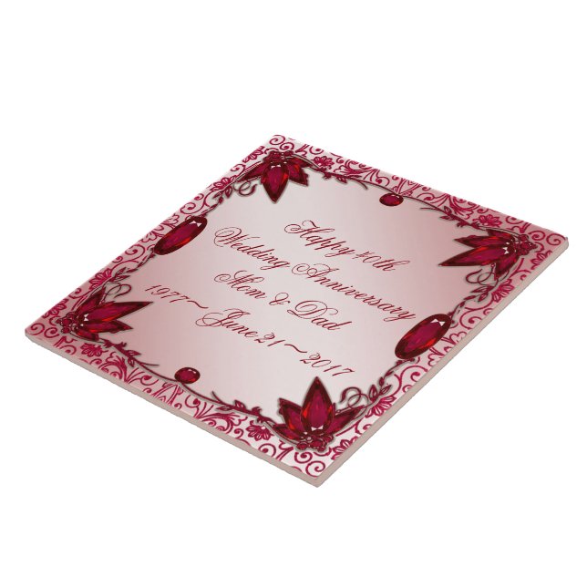 Carreau Carrelage du 40e anniversaire du Mariage Ruby (Côté)