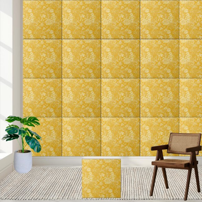 Carreau Carrelage en céramique à motifs floraux dorés (Golden Floral Pattern Ceramic Tile)