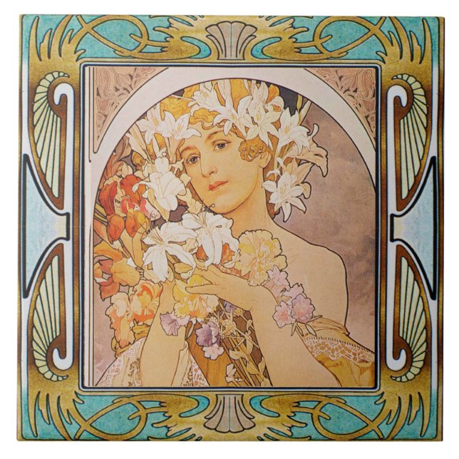 Carreau Carrelage en céramique Art nouveau Alphose mucha D (Devant)
