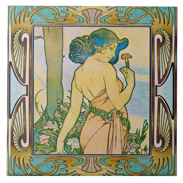 Carreau Carrelage en céramique Art nouveau Alphose mucha D (Devant)