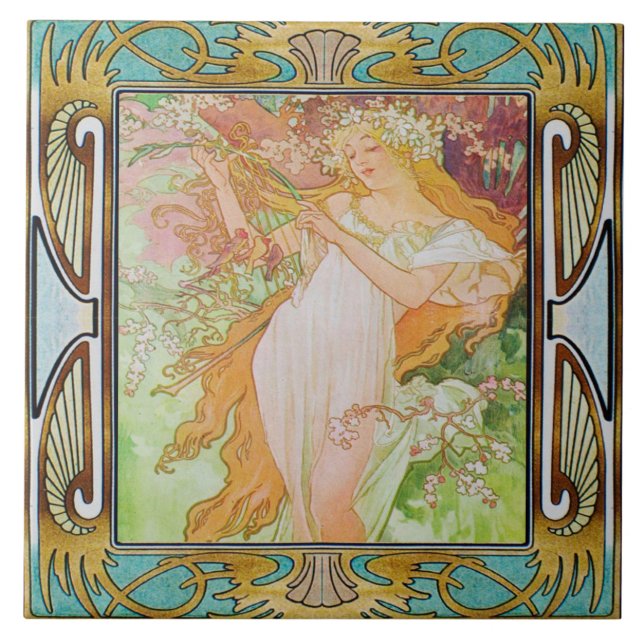 Carreau Carrelage en céramique Art nouveau Alphose mucha D (Devant)
