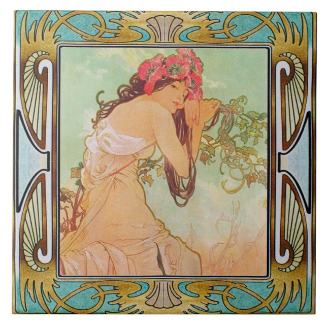 Carreau Carrelage en céramique Art nouveau Alphose mucha D (Devant)