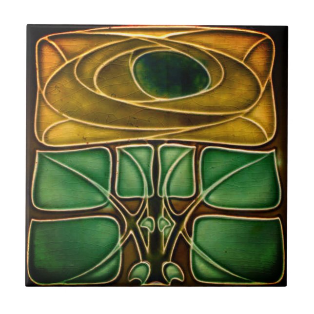Carreau Carrelage en céramique Art Nouveau Floral Antique  (Devant)