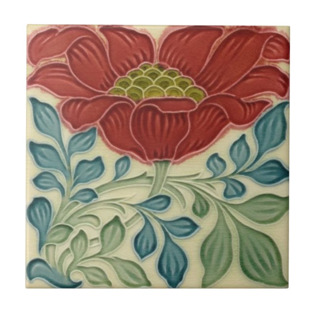 Carreau Carrelage en céramique - Art Nouveau Floral Brûlé  (Devant)
