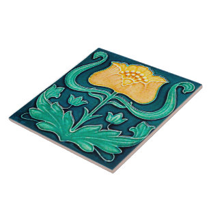 Carreau Carrelage en céramique Art Nouveau Jaune Design Fl