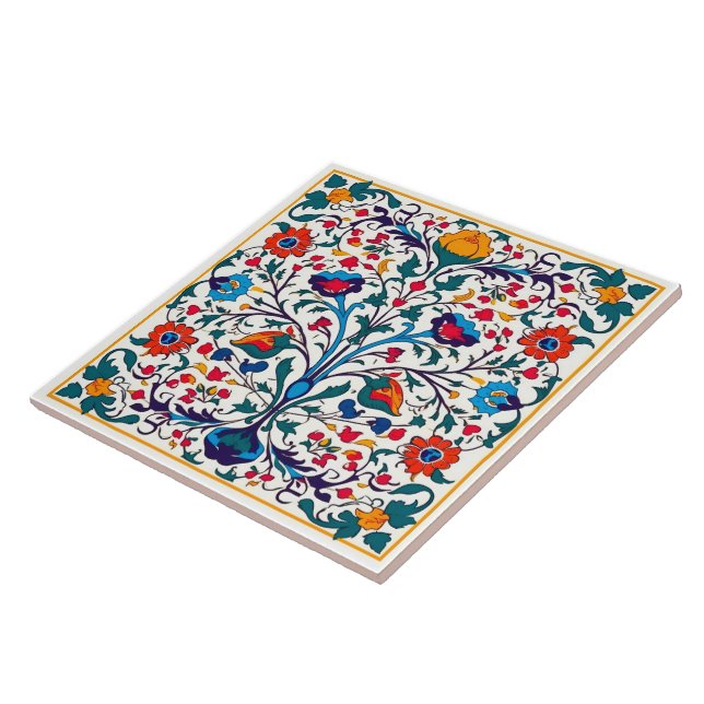 Carreau Carrelage en céramique azulejo floral. (Côté)