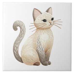 Carreau Carrelage en céramique beige Kitty Boho brodé