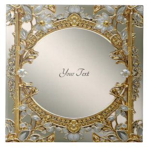 Carreau Carrelage en céramique blanche ornée d'or