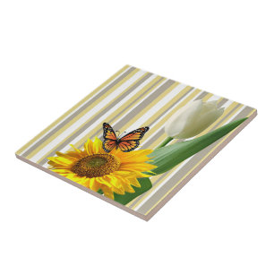 Carreau Carrelage en céramique Blancs Papillon Tulipe Flor