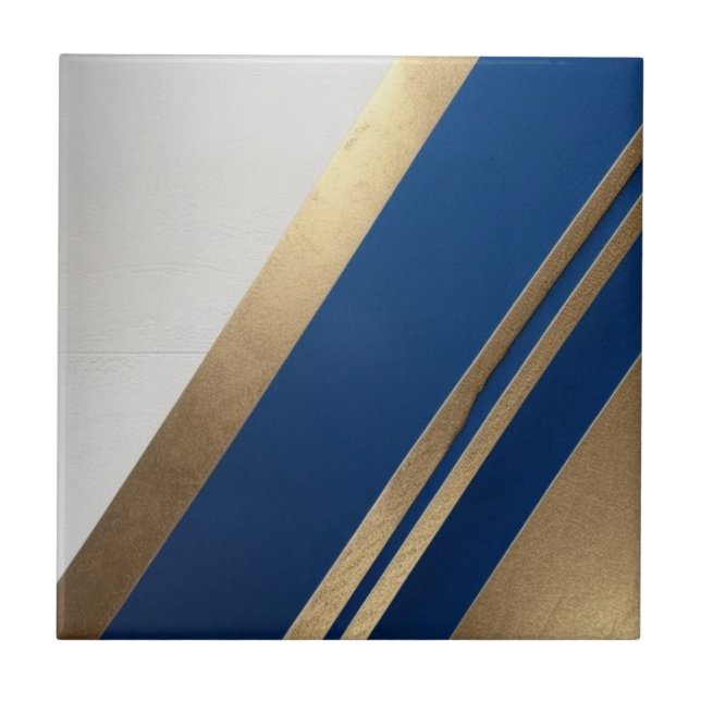 Carreau Carrelage en céramique bleu, blanc et doré (Devant)