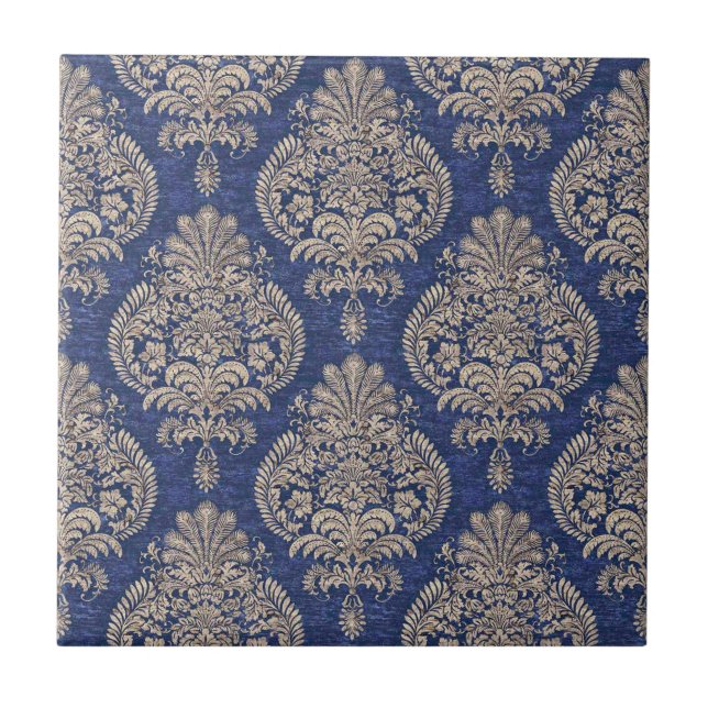 Carreau Carrelage en céramique Bleu & Blanc Motif orné (Devant)