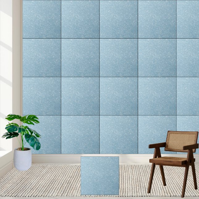 Carreau Carrelage en céramique bleu clair Parties scintill (Light Blue Glitter Sparkle Ceramic Tile)