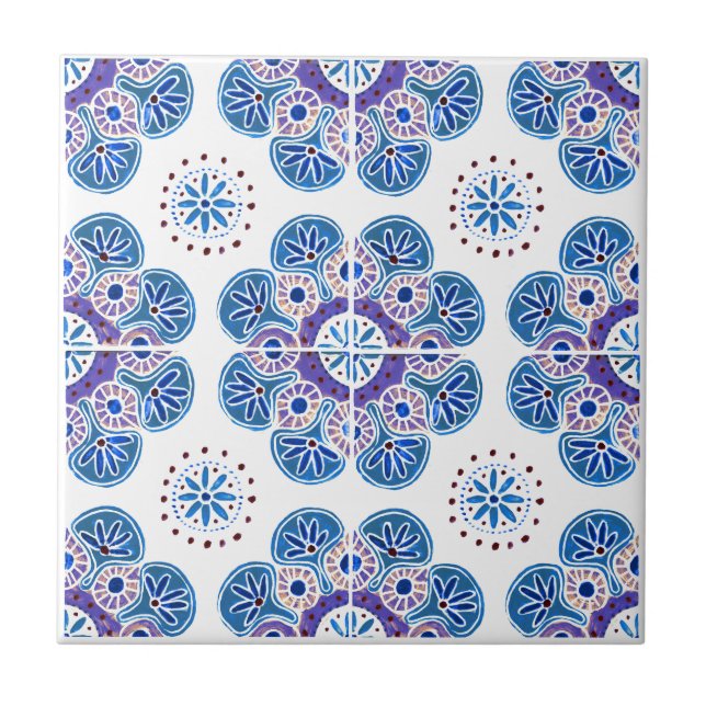 Carreau Carrelage en céramique Bleu et pourpre (Devant)