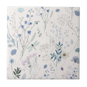 Carreau Carrelage en céramique bleu Fleur sauvage Meadow