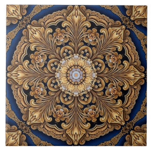 Carreau Carrelage en céramique bleu or