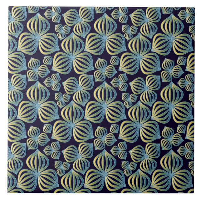 Carreau Carrelage en céramique bleu or Abstrait (Devant)