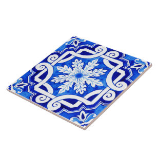 Carreau Carrelage en céramique bleu portugais Azulejo.