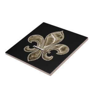 Carreau Carrelage en céramique Carré Gold Fleur de Lis 4,2