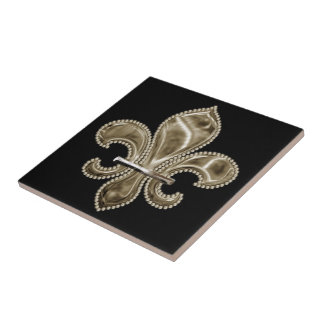Carreau Carrelage en céramique Carré Gold Fleur de Lis 4,2