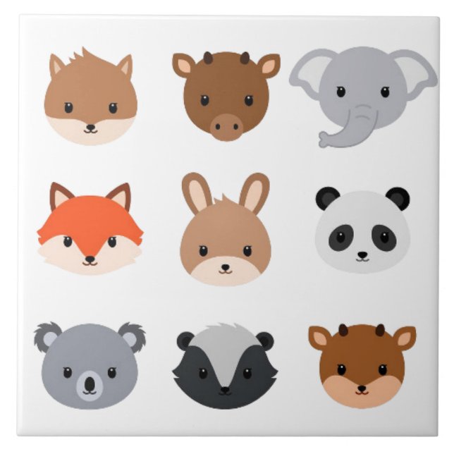Carreau Carrelage en céramique - Chefs d'animaux de bébé (Devant)