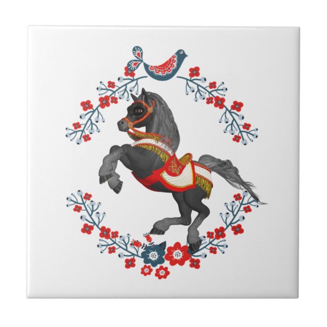 Carreau Carrelage en céramique Cheval Floral (Devant)