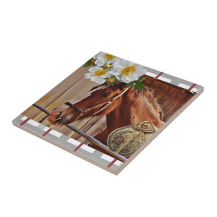 Carreau Carrelage en céramique Cheval Floral Blanc